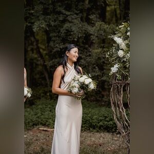 SHOW ME YOUR MUMU Jasmine Halter Maxi Dress In Champagne Luxe Satin